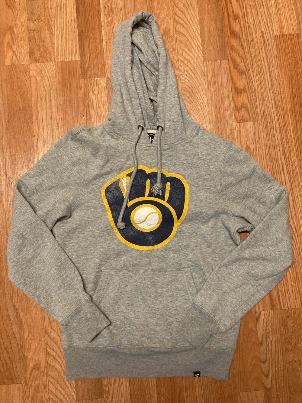 47 Brand Heather Gray Milwaukee Brewers Hoodie Size Small